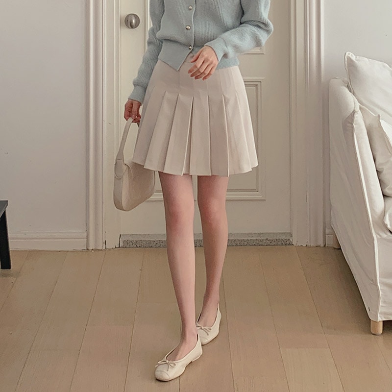 [tsk0743] 韓国ファッションプリーツミニスカート