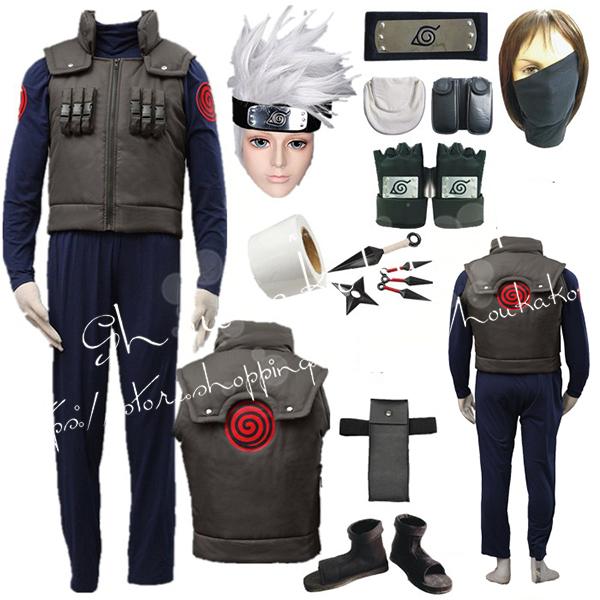 子供用 大人用 ナルト NARUTO 風 上忍服 特別上忍 はたけカカシ コスプレ衣装 ウィッグ 靴 コスチューム 演出服 変装 仮装 撮影 祭り