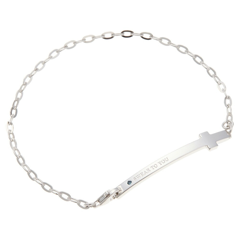 ブレスレット メンズ シルバー925製 クロスチェーン ブルーダイヤモンド プレート 十字架 サムシ