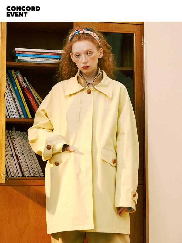 ConE 2024 カジュアル ルーズ ミディアム丈 ハイエンド ウィンドブレーカー 春秋トレンド ブランド 英国風 ルーズコート レディース