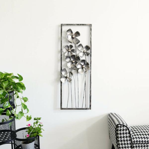 インテリアアート 壁掛け 飾り アンティーク 花 花瓶 花束 ウォールデコレーション アイアン ボタニカル 300x800mm 8,126円