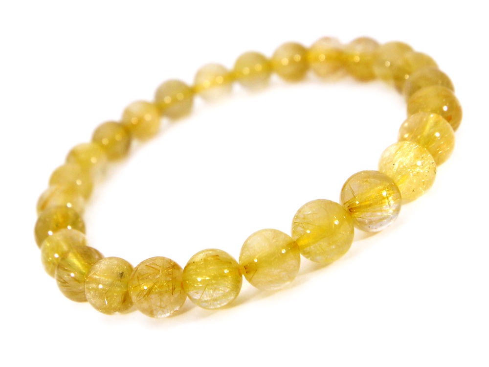 「1点もの 現品」 ラビットヘアー ゴールドルチルクォーツ ルチルクォーツ ブレスレット 7.4mm パワーストーン ブレスレット メンズ レディース 天然石 数珠 アクセサリー メン h926-yx