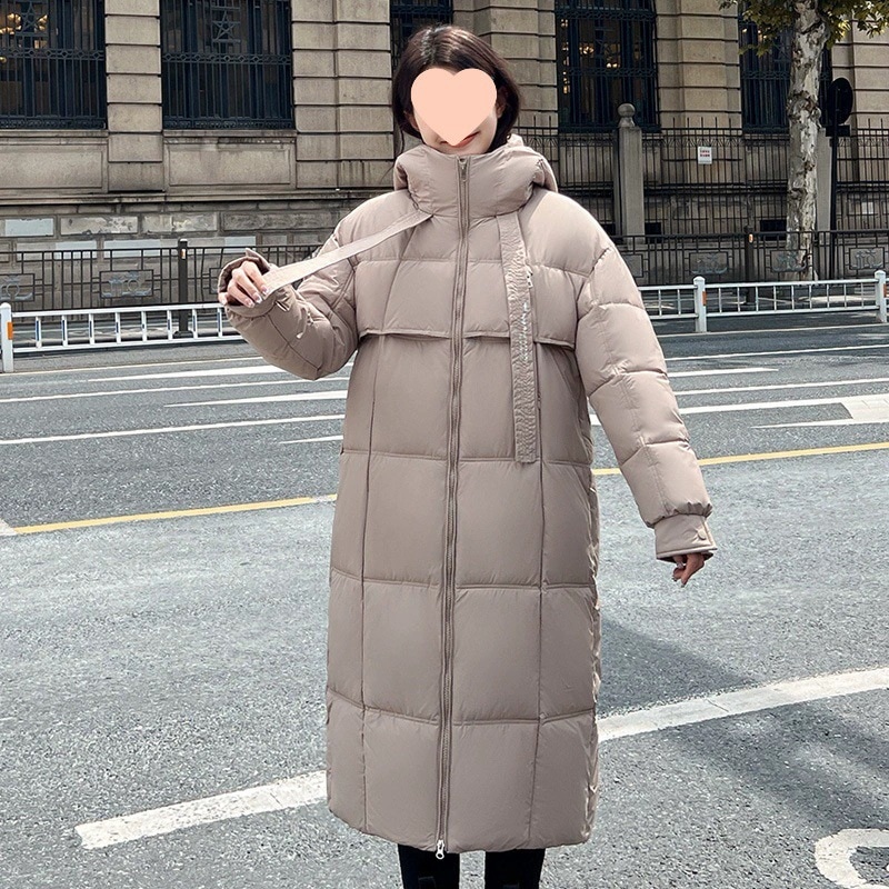 韓国風 おしゃれ フード付き ロング ダウン 綿入れ ジャケット 女性用 冬 耐寒 大きいサイズ