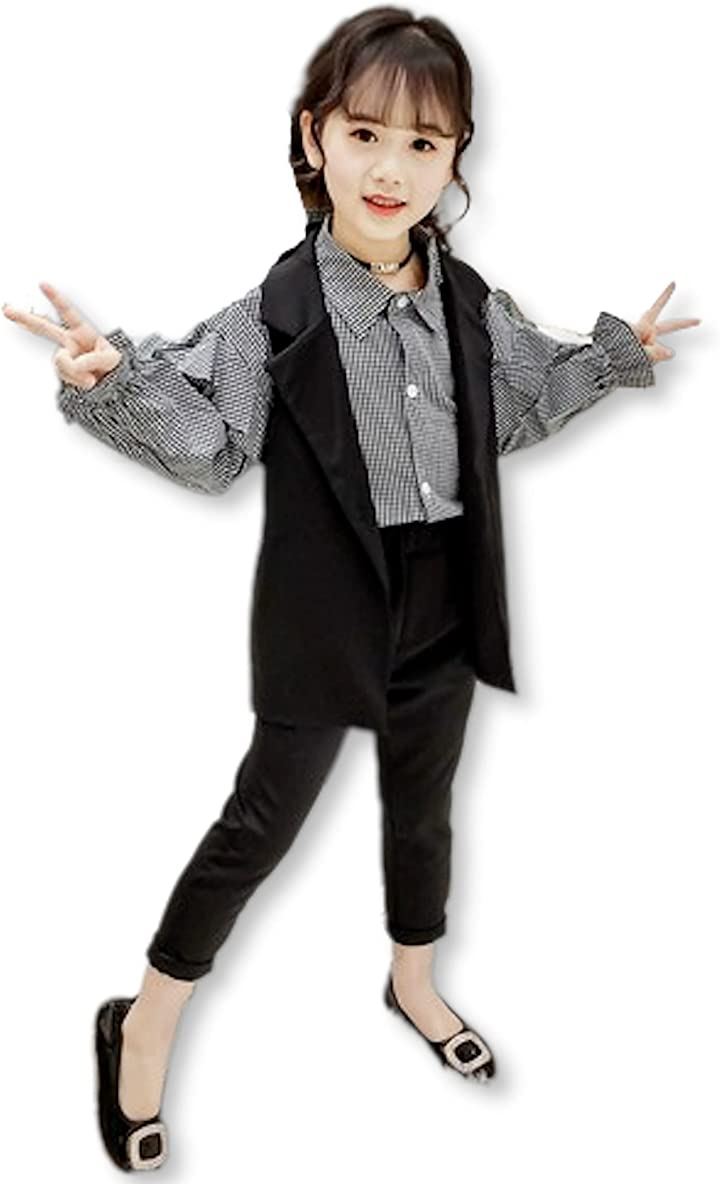 キッズ パンツ スーツ フォーマル 女の子シャツ ベスト 子供( 140, L)