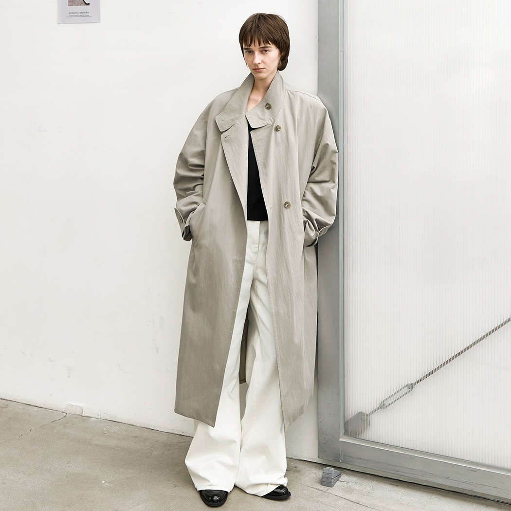 (CT-1452)SHOULDER PAD TRENCH COAT