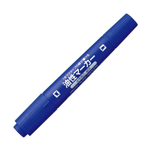 (まとめ)コクヨ 再生樹脂油性マーカーツイン太字+細字 青 PM-42NB 1セット(10本)(×5セット)