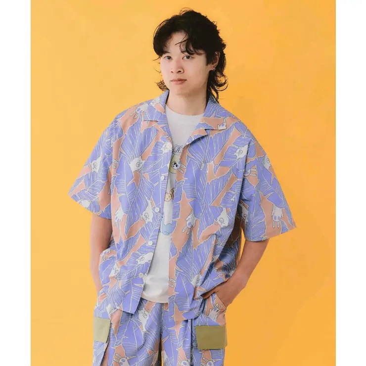 Parityキャラ トロピカルリーフ柄シャツ