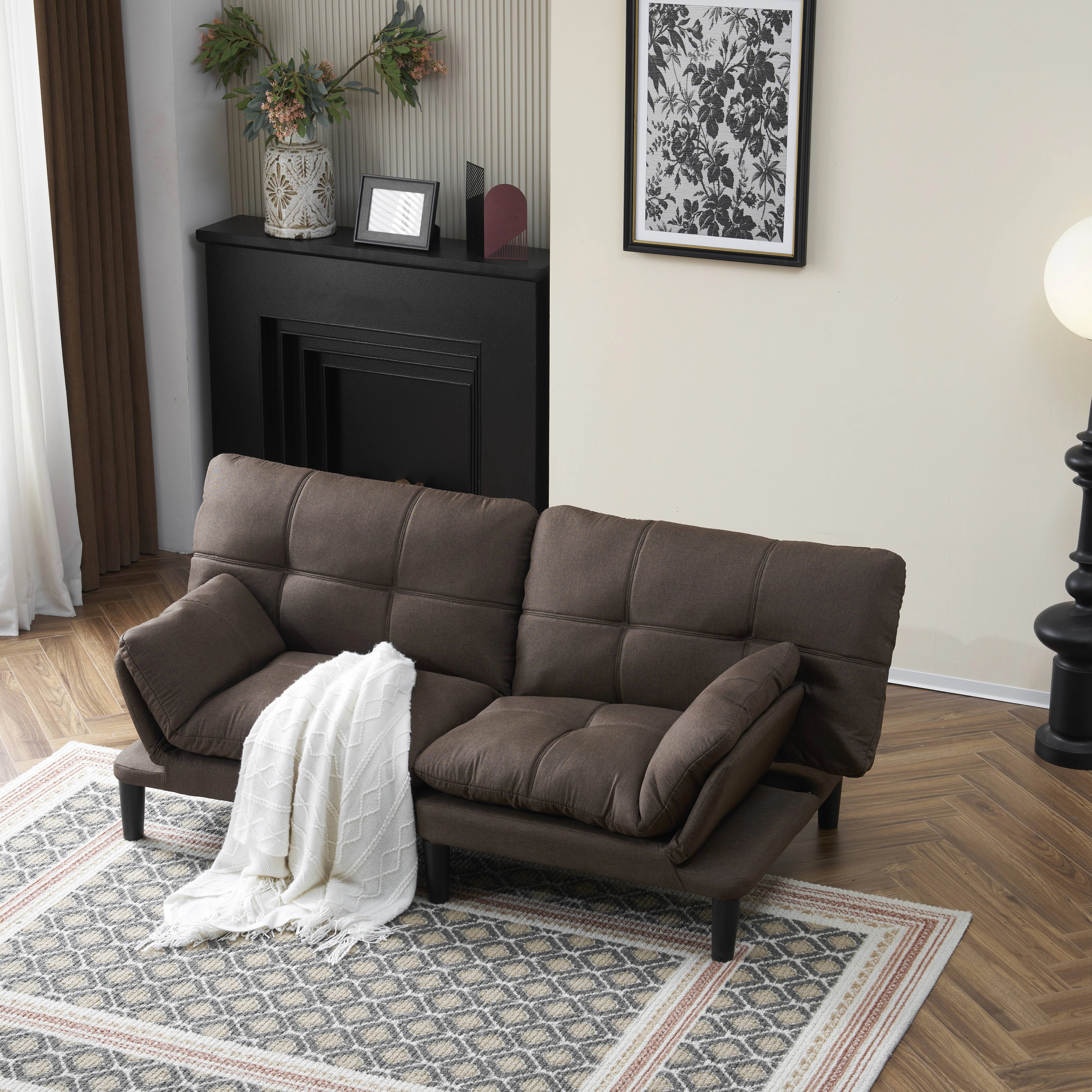 【国内出荷 - 3日配達】ソファーベッド ソファベッド カウチソファー 2人掛け リクライニングソファー3段階調節 ソファー ベッド ベッドになるソファ一 肘掛付き コンパクト 分割 取り付け簡単49