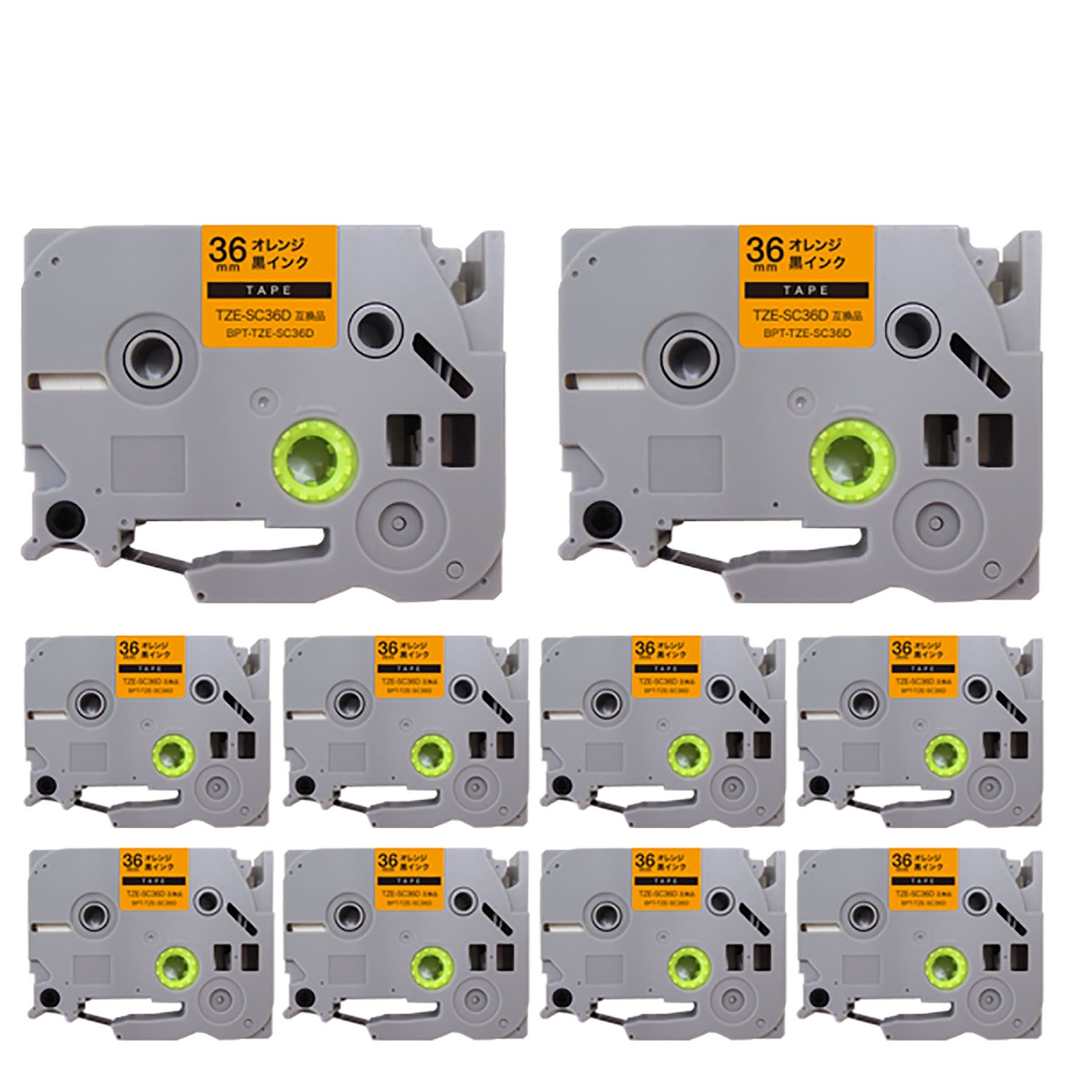 ブラザー用 ピータッチ 互換 テープ TZE-SC36D ラベルカートリッジ ピータッチキューブ対応 10個セット 36mm／オレンジテープ／黒文字 7,084円