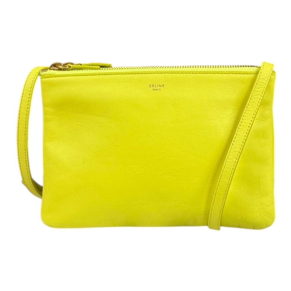 セリーヌ トリオスモール ショルダーバッグ レザー 165113ETA・11YF イエロー CELINE 中古