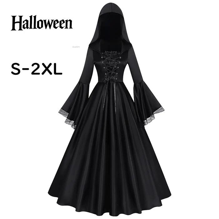 【品質良い 大好評中】ハロウィン ワンピース コスチューム ハロウィン衣装 仮装 かわいい おしゃれ ハロウィンコスプレ 大きいサイズ ロングワンピース ブラック mj013j5j5sa