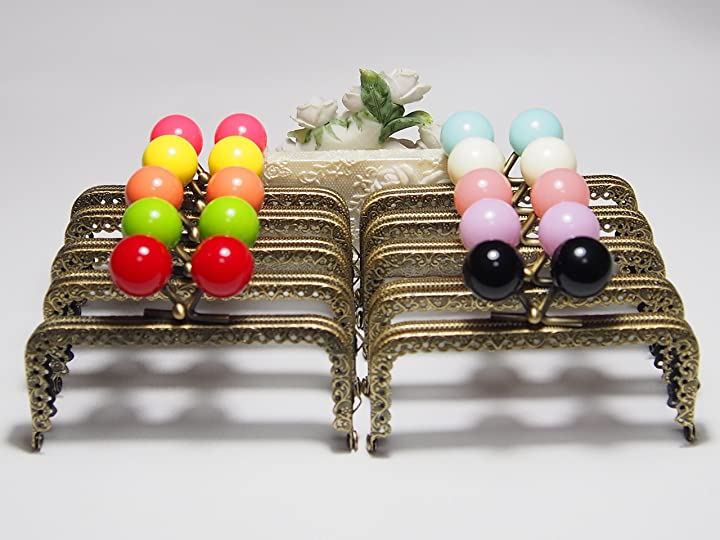 ＊10色セット＊ かわいいあめ玉 口金 がま口 10.5cm キャンディー あめ玉20mm くし型 ハンドメイド バッグ ポーチ 材料( 角型) 5,180円