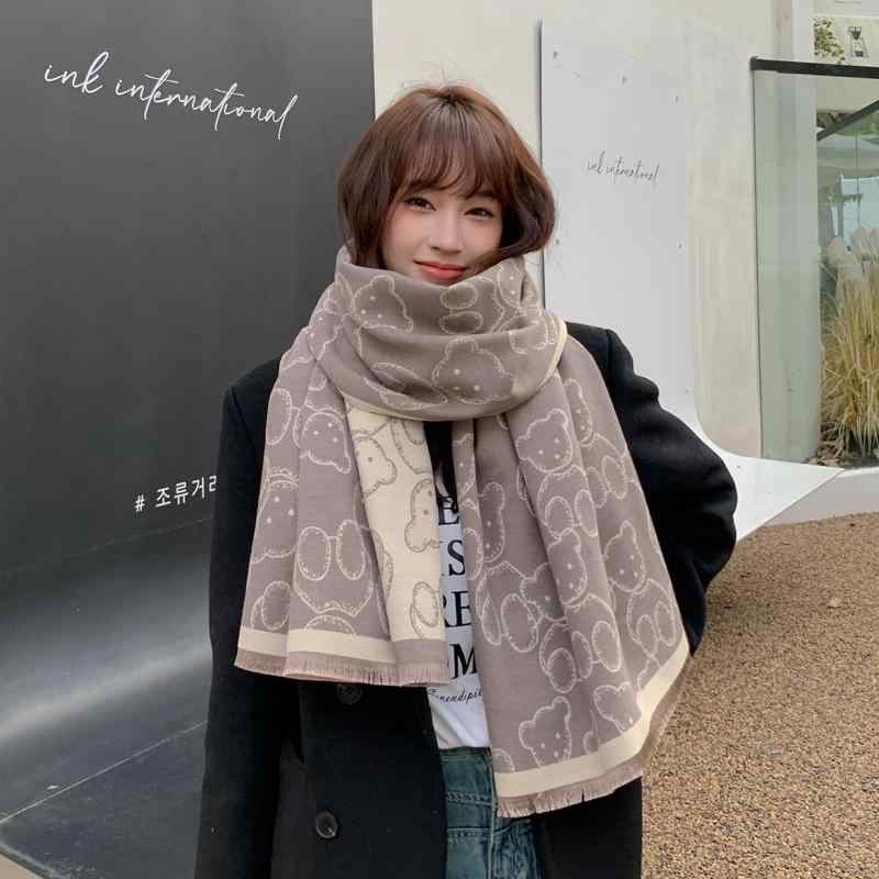 レディース ファッション 秋冬 ニット スカーフ マフラー 女性 韓国 ネックウォーマー かわいい