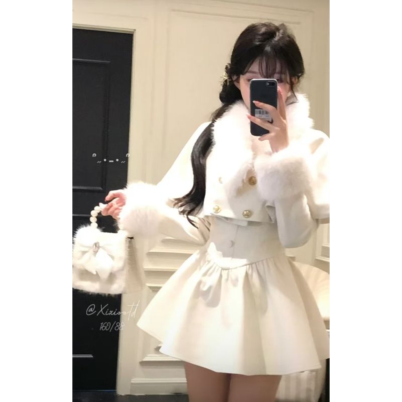 留洋令嬢冬服甘く着やせムード感マントストールワンピース気品2点セット