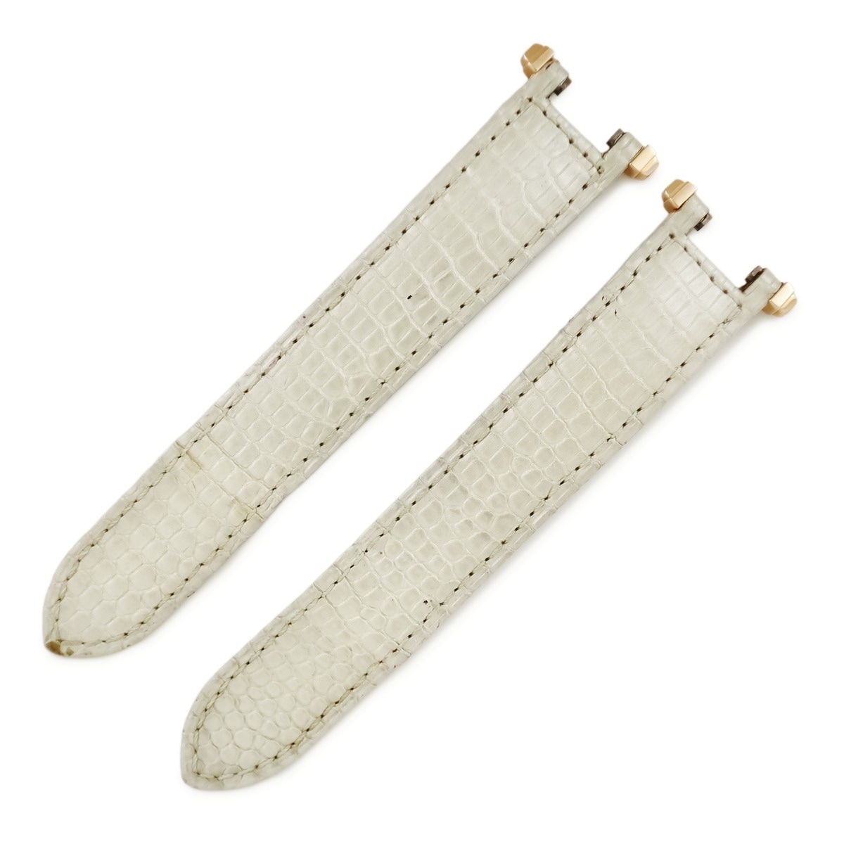 カルティエ Cartier 腕時計パーツ パシャ用 クロコバンド クロコダイル オフホワイト 純正 替え ベルト Dバックル用 ストラップ 本革 替え 17ｍｍ オフホワイト 白 【中古】