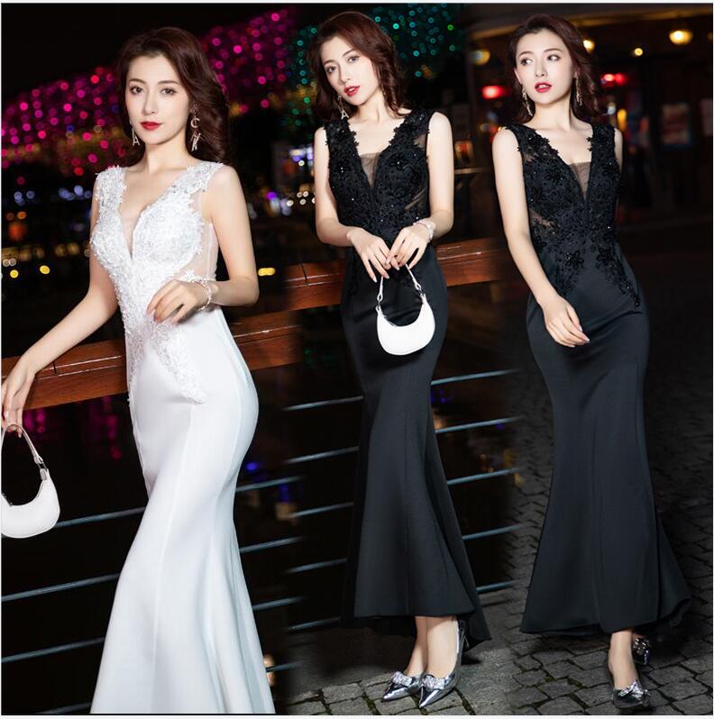 ノースリーブ ウェディングドレス イブニングドレス ドレス フォーマル 花嫁 披露宴 ロングパーティードレス タイプマーメイド 高級感 優雅な お呼ばれドレス