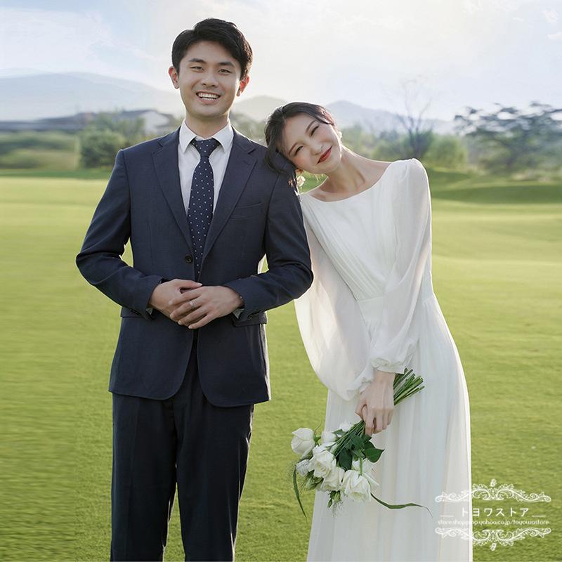 ウェディングドレス 長袖 ウエディングドレス 白 aラインドレス ウエディングドレス 袖あり 結婚式 パーティー 花嫁 披露宴 二次会 演奏会 前撮り 海外挙式