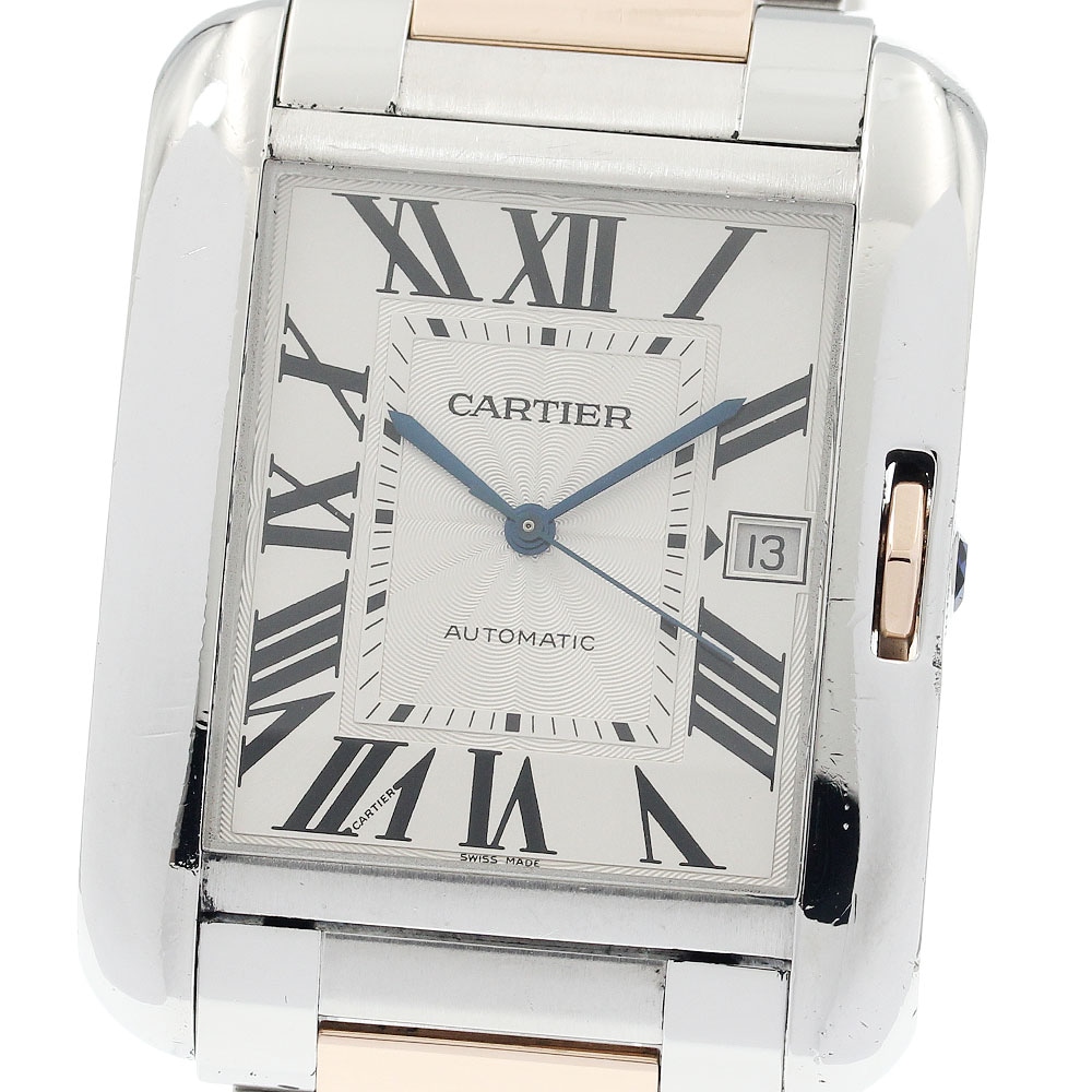 カルティエ CARTIER W5310006 タンクアングレースXL デイト コンビ 自動巻き メンズ _808724【中古】