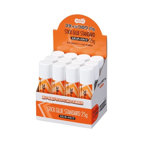 （まとめ） TANOSEE スティックのり 25g 1セット（12本） [x10セット]