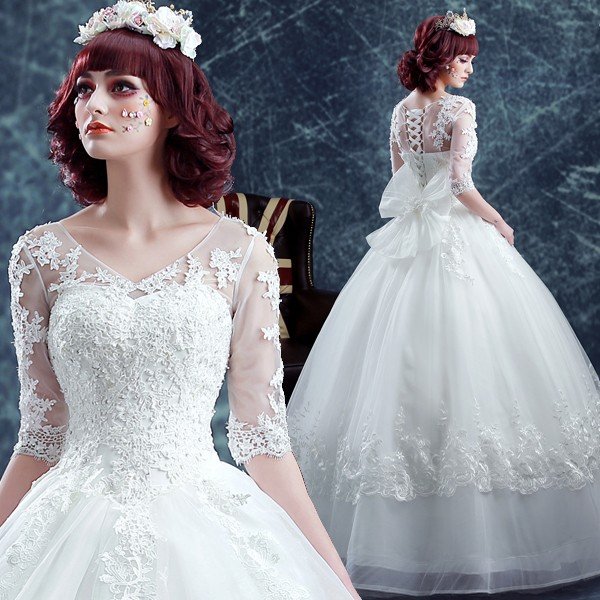 ウエディングドレス 袖あり エンパイア 二次会 ウェディングドレス 秋冬 安い 結婚式 プリンセス 花嫁 ドレス 披露宴 ロングドレス ブライダル 白 大きいサイズ 10,641円