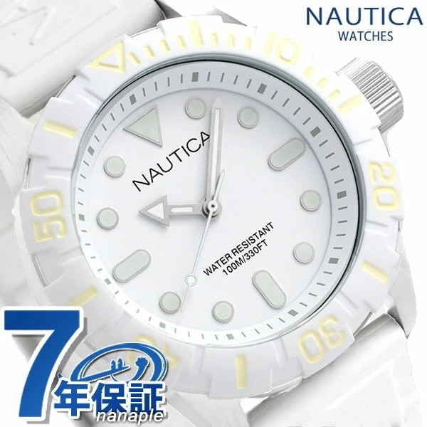 ノーティカ NAUTICA メンズ 腕時計 100m防水 ホワイト シリコンベルト 44mm A09