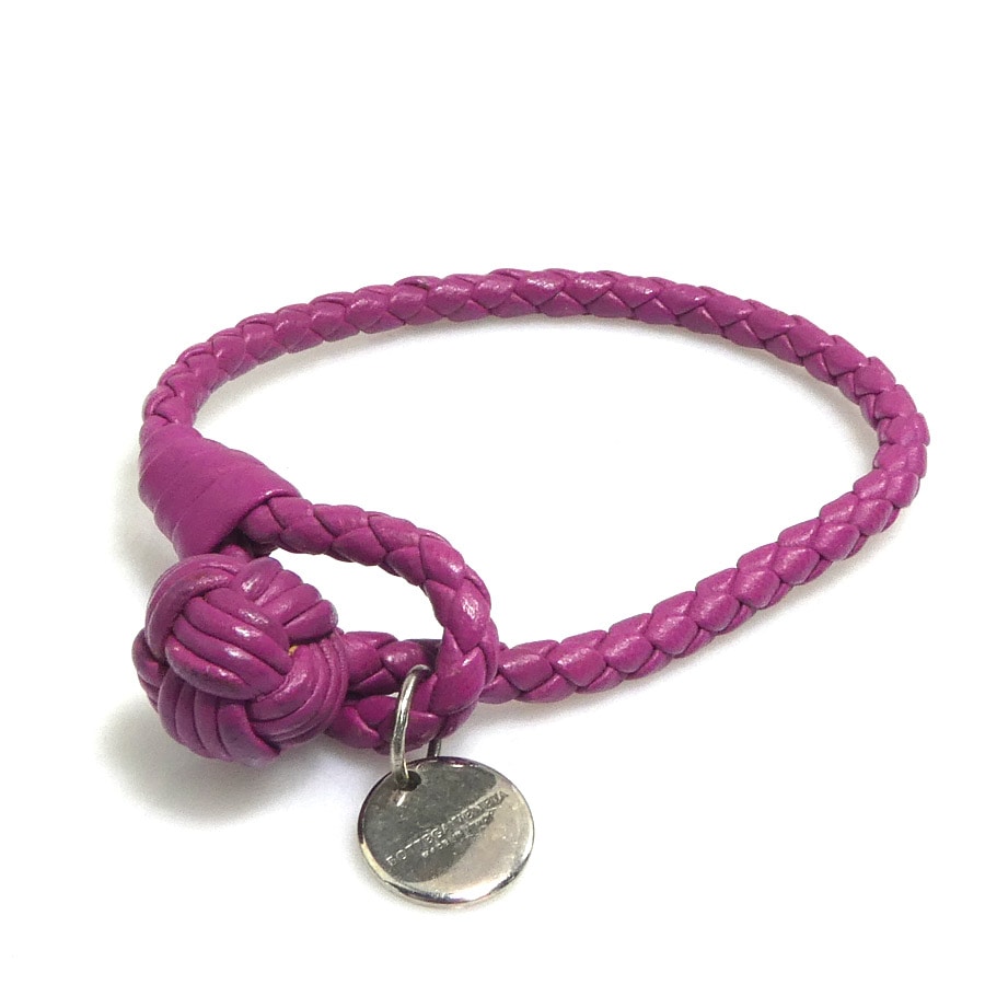 ボッテガヴェネタ BOTTEGAVENETA ブレスレット レザー/メタル パープル/シルバー ユニセックス e60708a