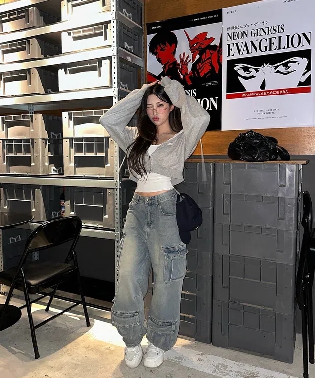 ブリックポケット デニム ワイド パンツ