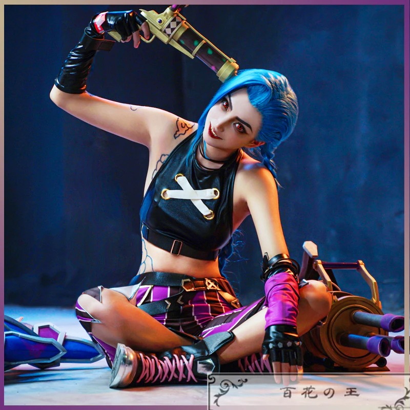 在庫品 アーケイン ジンクス リーグオブレジェンド LoL Jinx 暴走パンクガール コスチューム コスプレ衣装 変装 仮装