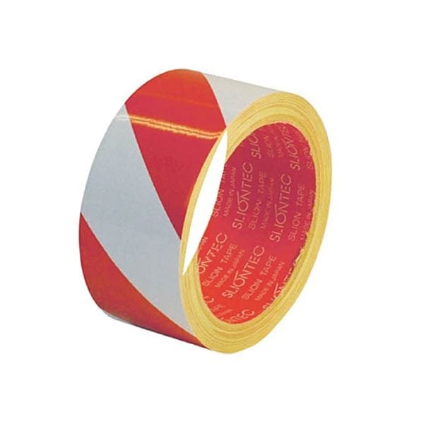 スリオンテック 危険表示用反射テープ 45mmx10m 赤/白 1巻