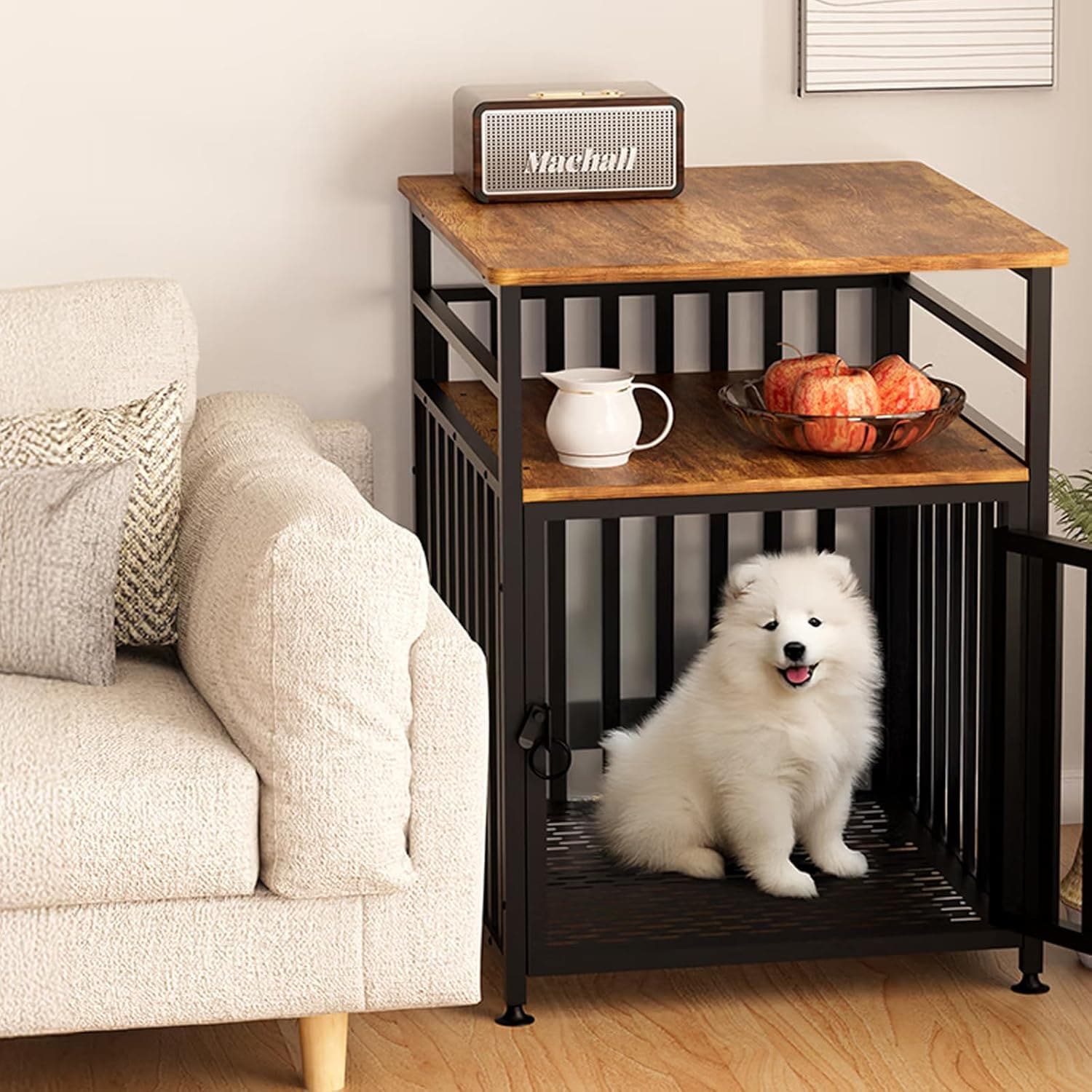 犬用ゲージ 中小型犬用 アイアンウッド製造 多層収納スペース付き ペットケージ 室内 室外兼用 おしゃれ 犬小屋 トイプードル ゲージ 組み立て簡単 丈夫な構造