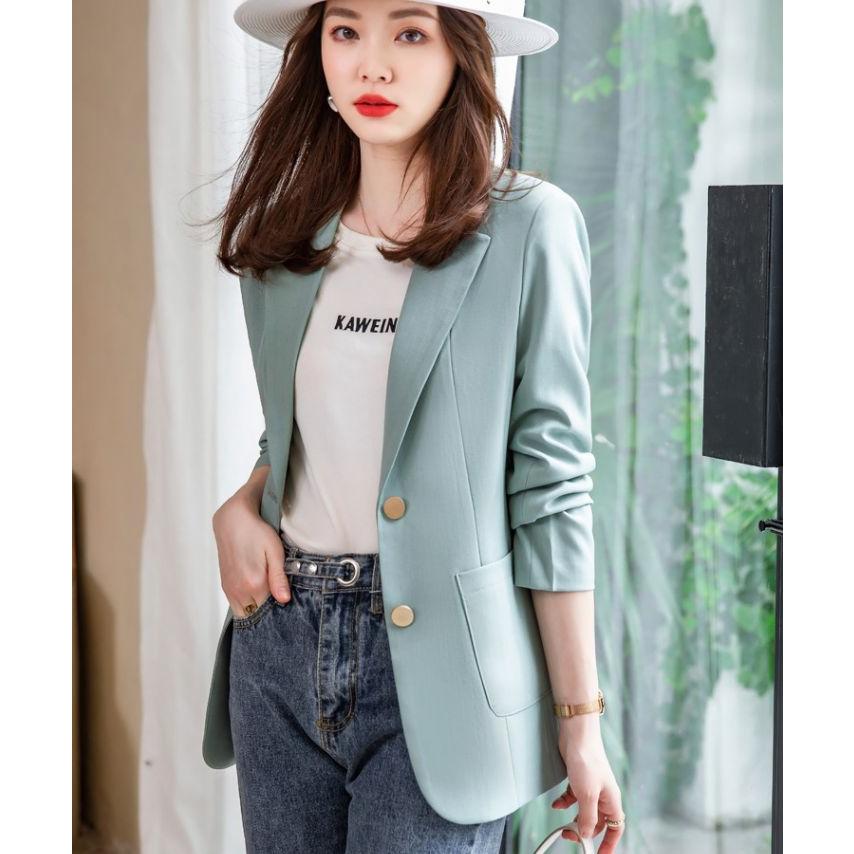 ブレザー スーツ スーツジャケット レディース 秋冬 長袖 無地 カジュアルウエア オシャレ きれいめ 韓国風 通勤 OL オフィス 着痩せ