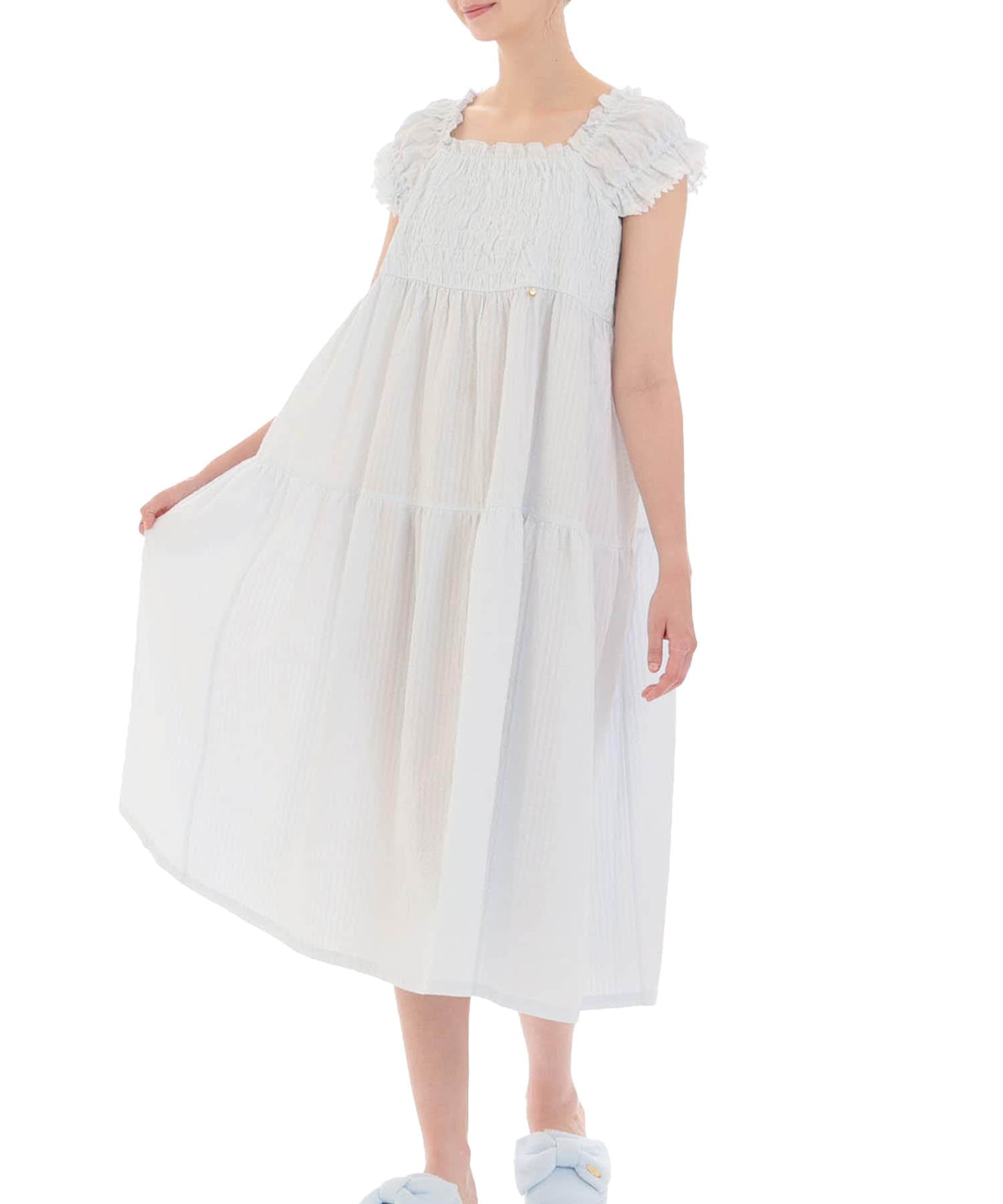 [ナルエー] ナイトシャツ サッカーシェル刺繍ワンピース レディース 9,720円