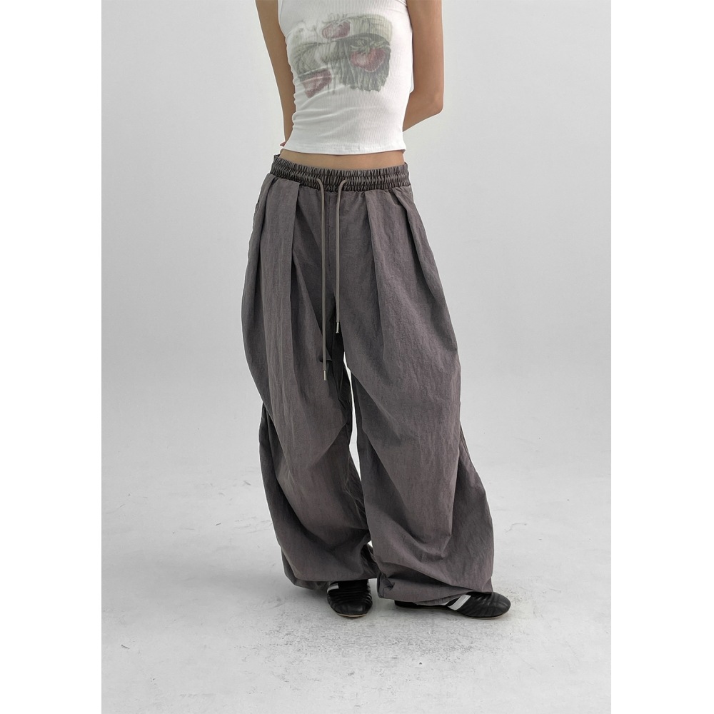 ブラックアップ (UNISEX) ジュベル トラックピンタック ナイロン ストリングパンツ