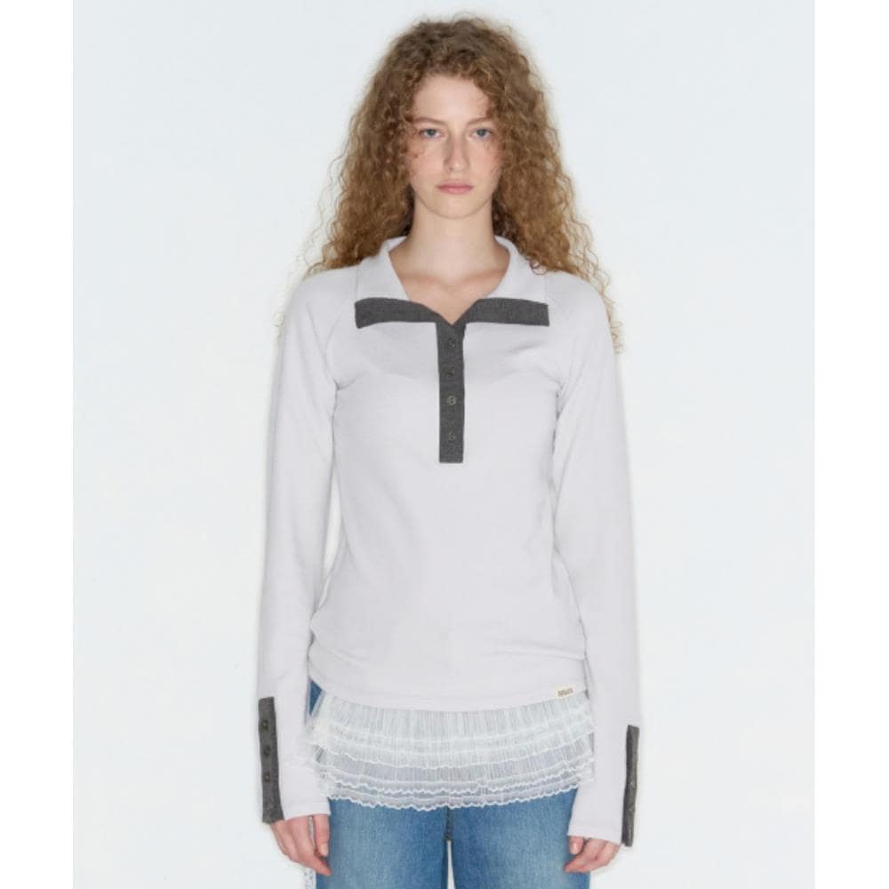 ROCKCAKE Button Turtleneck Long Sleeve Gray RC24TP13200