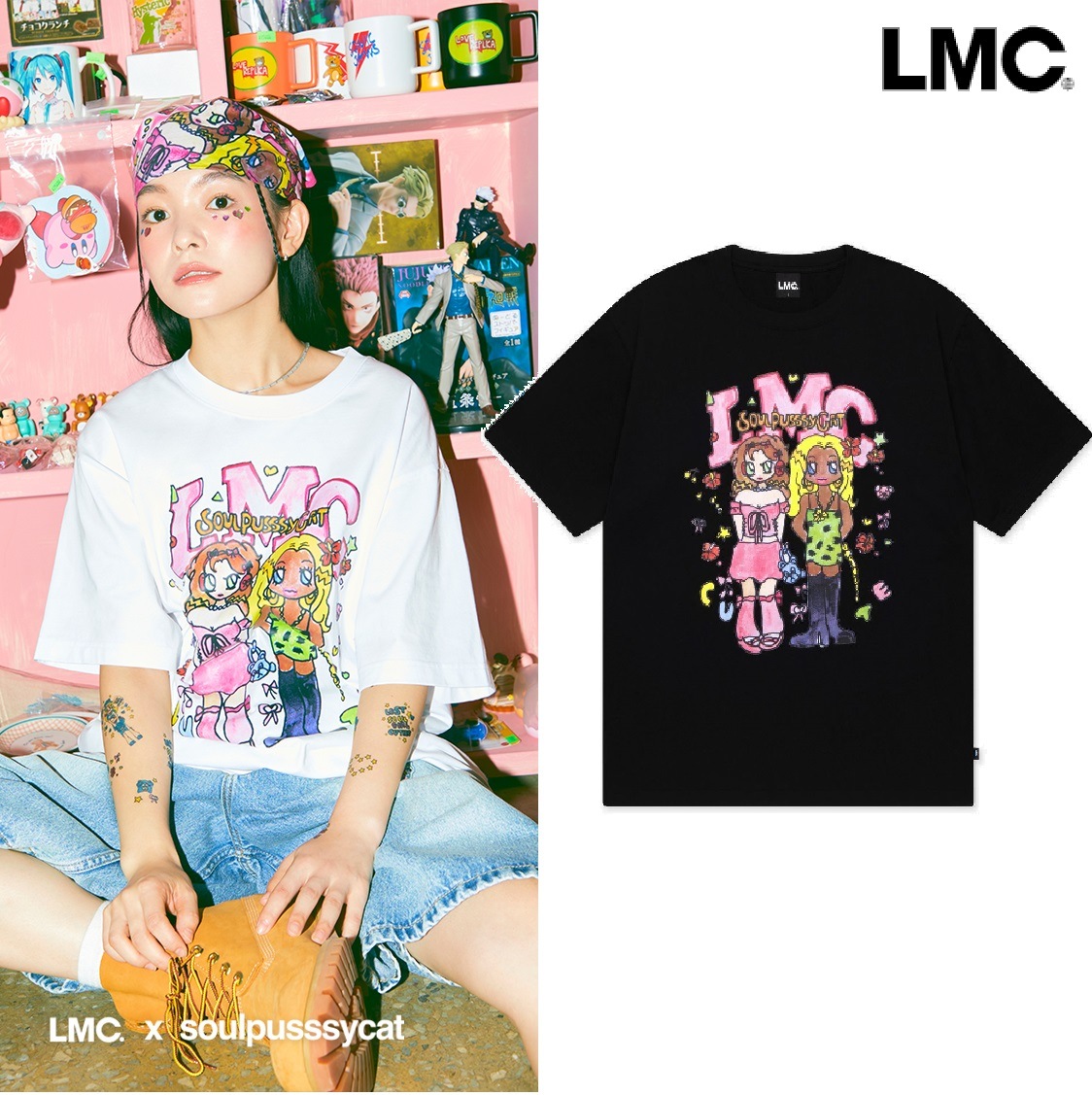X SOULPUSSSYCAT FRIEND TEE 2色 デイリー 韓国ファッション 韓国人気