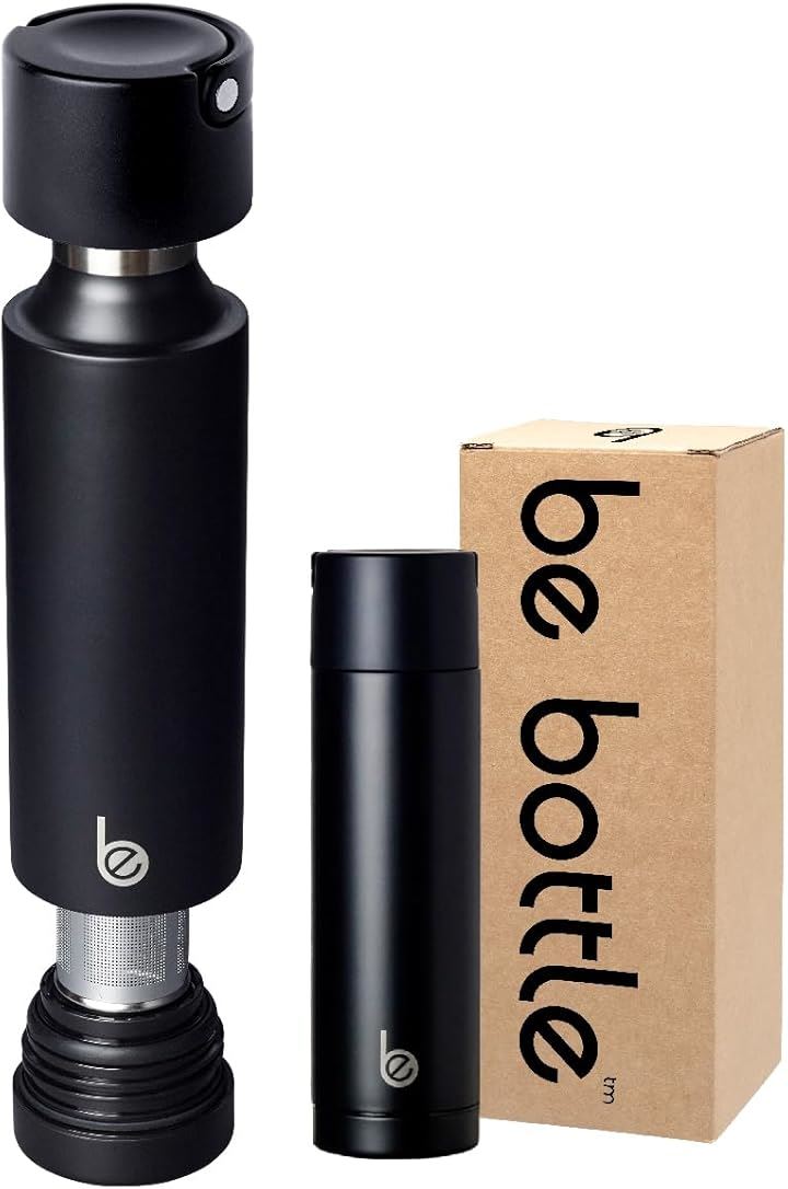 18oz 茶こし付 保冷 保温 真空断熱 1本(黒色, 280 ml)