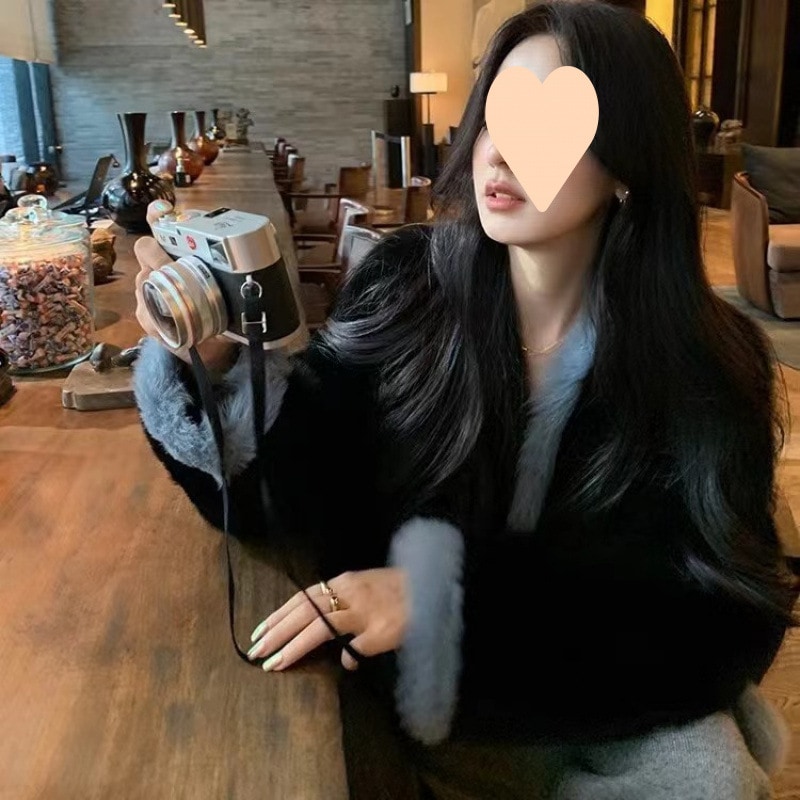 2025 ラム新作ジャケットレディース冬イミテーションレザージャケットミドル丈韓国スタイルスリムルーズ気質社交家