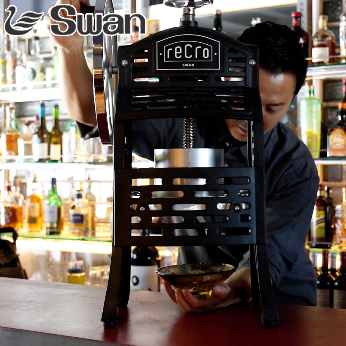 氷削機 かき氷機 recro レクロ ブロック氷専用 業務用 スワン 手動 ふわふわ かき氷メーカー 手動式かき氷機 SWAN レトロ 手回し式 お祭り 出店 イベント 本格的 法人限定