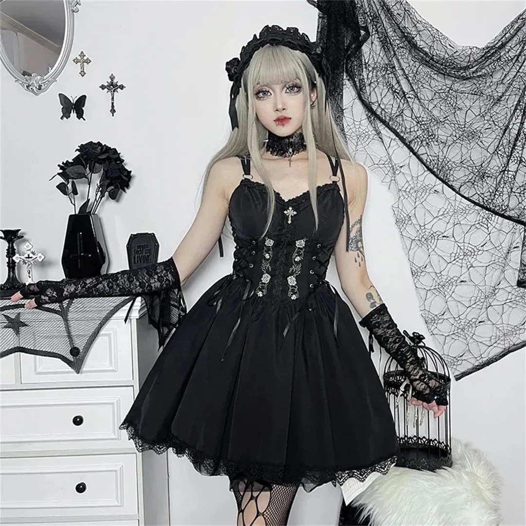 ハロウィン 今年 短纳期 Aライン 暗黒系 魔女 黒 ブラック S M L ワンピース