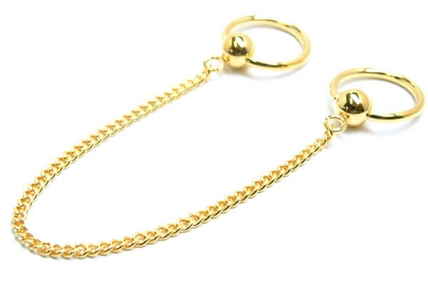 ゴールドチェーン付き ボディピアス 14G 金色 両側 CBR キャプティブビーズリング 14ゲージ 軟骨 ヘリックス コンク 繋ぐ プレゼント 金メッキ 長さの変更可能 gbcbcxxxxxxxx