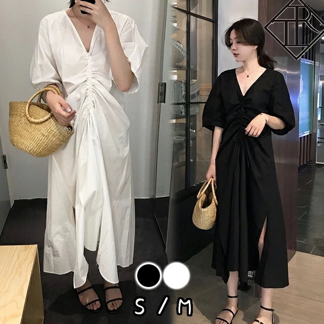 【即納】ワンピース レディース ひざ丈 ワンピース カジュアル 半袖 大きいサイズ 春 夏 ワンピ フレンチ Vネックシャツドレス ビーチスカートドローストリング アシンメトリー ロング スカート バ