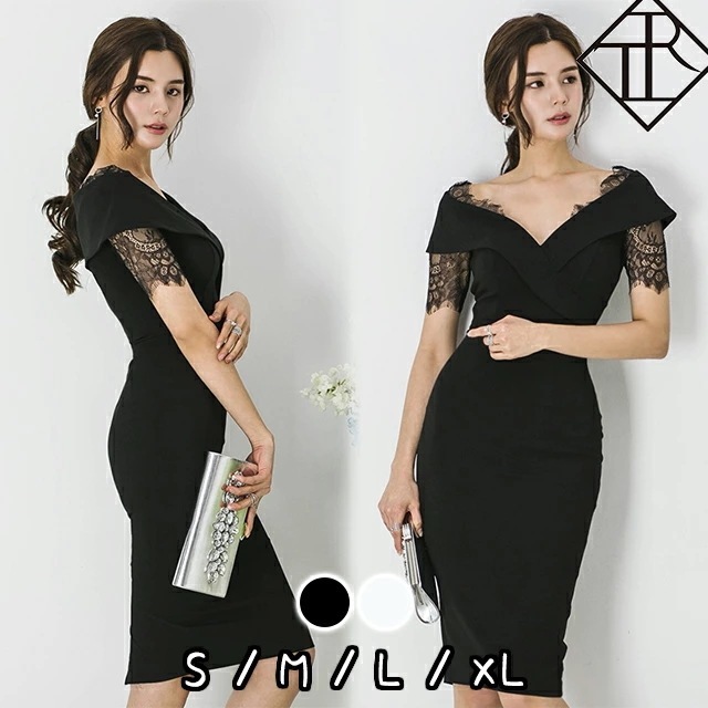 【即納】パーティードレス 結婚式 ドレス ワンピース ドレス 大きいサイズ フォーマル 二次会ドレス 控えめ レース お呼ばれ ワンピース レディース 大きいサイズ ひざ丈 エレ