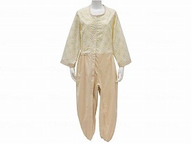 丸昌 制菌前開き介護用つなぎ（フルオープン） イエロー L