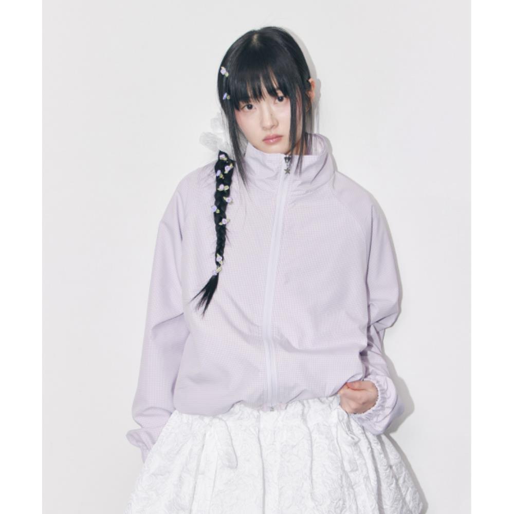 fogdawn Check Frill Reversible Jumper lavender DA25SJP00