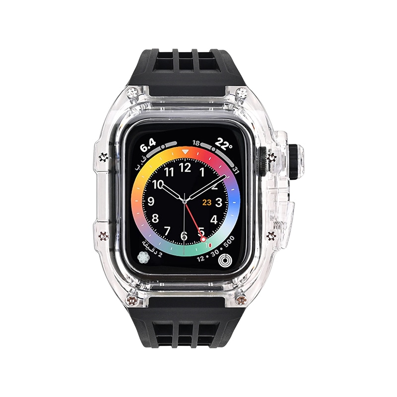 Apple Watchケース バンド 高級 替え ベルト カバー メンズ 高耐久 透明ケース＋ラバー Apple Watch 高級 44mm 45mm Series 4 5 6 SE 7 一体型 7,287円