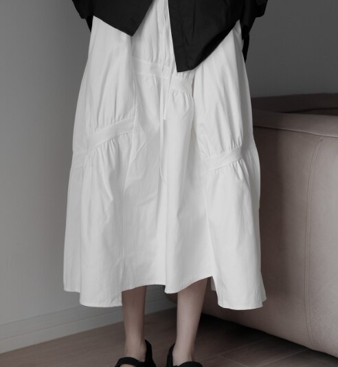【取寄：納期2週間】ロングスカート ミモレ丈 スカート レディース ミモレ 夏新作 春 ハイウエスト ウエストゴム 7,480円