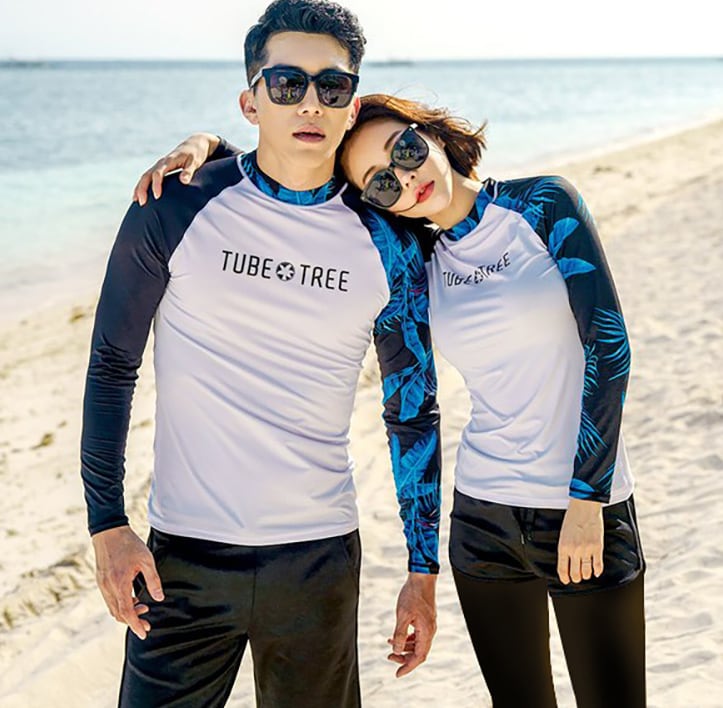 ラッシュガード スリーピース 3点セット 長袖 上下セット ペアコーデ カップル レディース 体型カバー メンズ 水着 ハーフパンツ 膝上 短パン ショート丈 海パン ボードショーツ sw0018