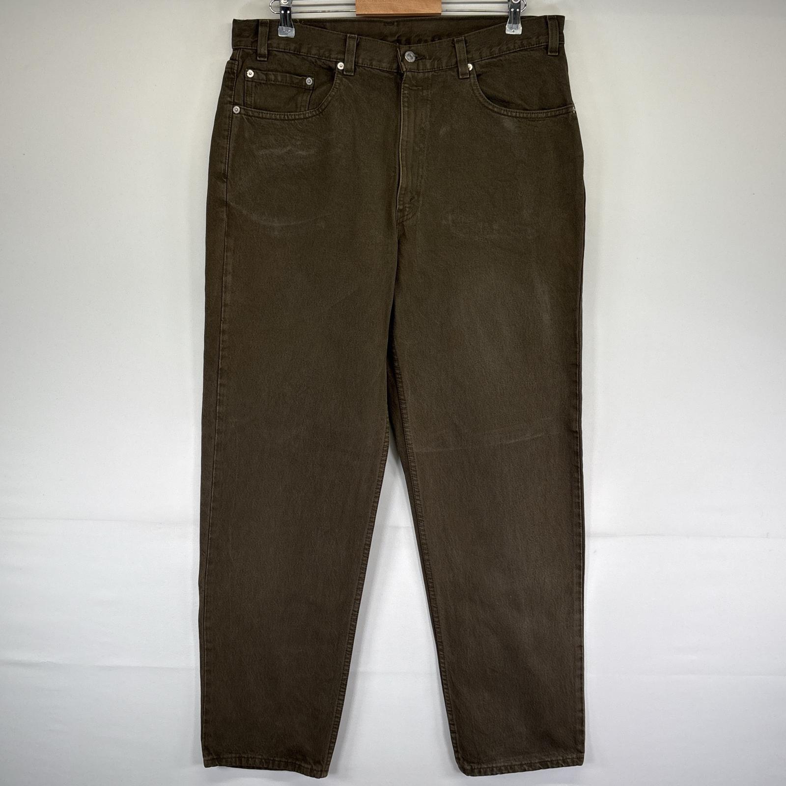 古着 90s/90年代 USA製 デニムパンツ 550 テーパード 5ポケット 大きいサイズ ジーンズ ジーパン w3L32 グリーン系 メンズ
