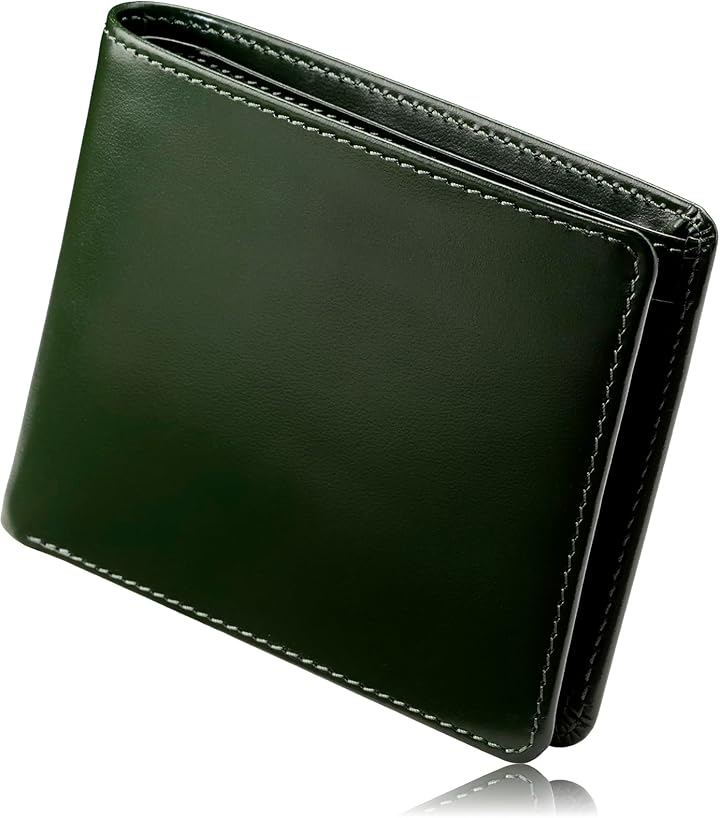 財布 メンズ 2つ折り 伊革x和技 二つ折り 日本製 本革 イタリアンレザー 証明書付 (グリーン)