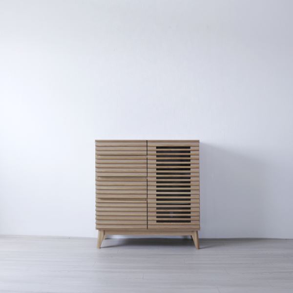サイドボード 約幅80x奥行42.5x高さ84cm ナチュラル ルーバー 脚付き リビングボード ダイニング インテリア家具 37,083円
